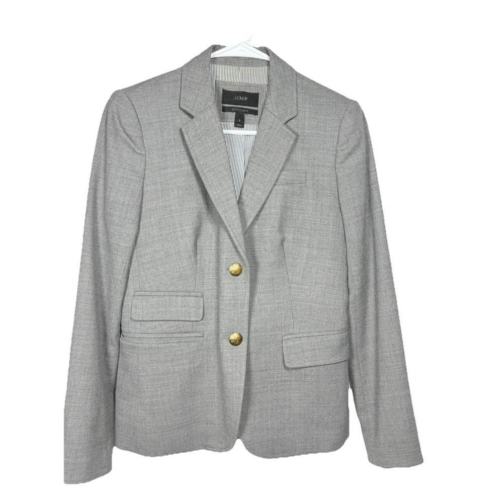 J Crew Schoolboy Blazer Gray Wool Preppy Career Office Chic Classic 0 Academic